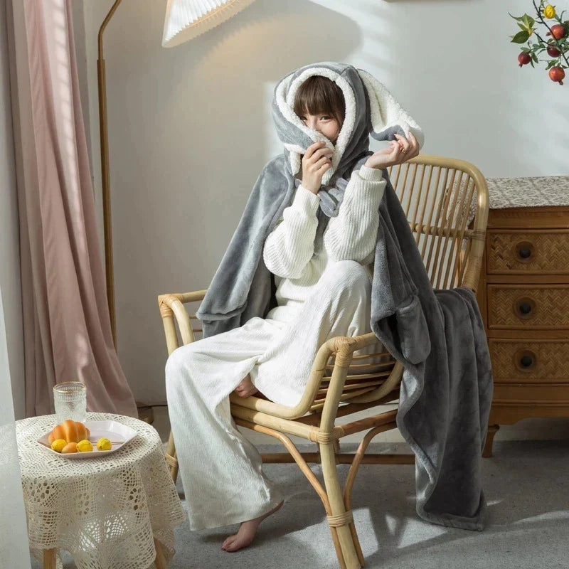Coral Velvet Hooded Blanket