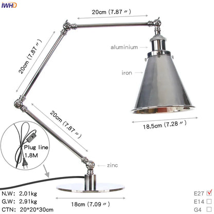 DecorBites™ Industrial LED Table Lamp For Home Decor - US/EU Plug Switch, Loft Style