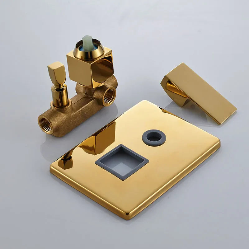 DecorBites™ Golden Rainfall Shower Faucet Set with Single Handle Brass Bath Mixers