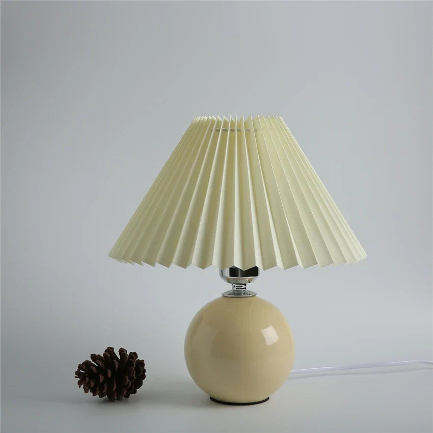 DecorBites™ Japanese Ceramic Table Lamps Living Room Pleated Skirt Lampshade Warm Bedroom Lighting