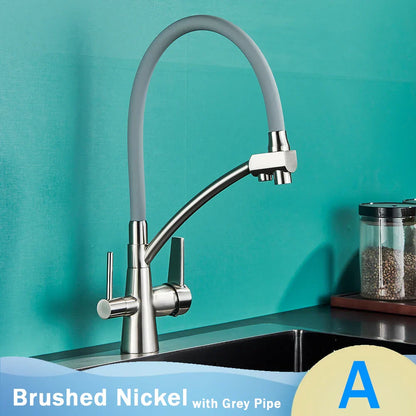 DecorBites™ Black 2-in-1 Pull Down Kitchen Faucet with Filtered Water