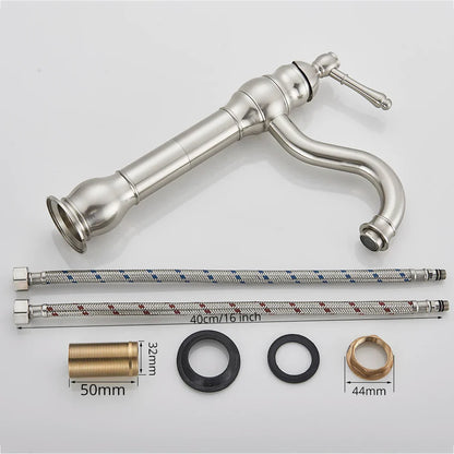 DecorBites™ Brushed Nickel Single Handle Bathroom Sink Faucet Swivel Spout Mixer Tap