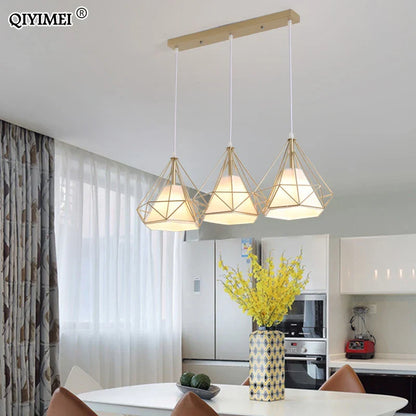 DecorBites™ Gold Triangle Pendant Lights: Nordic Style 1head/3heads Metal Fixtures, Simple Décor Lighting