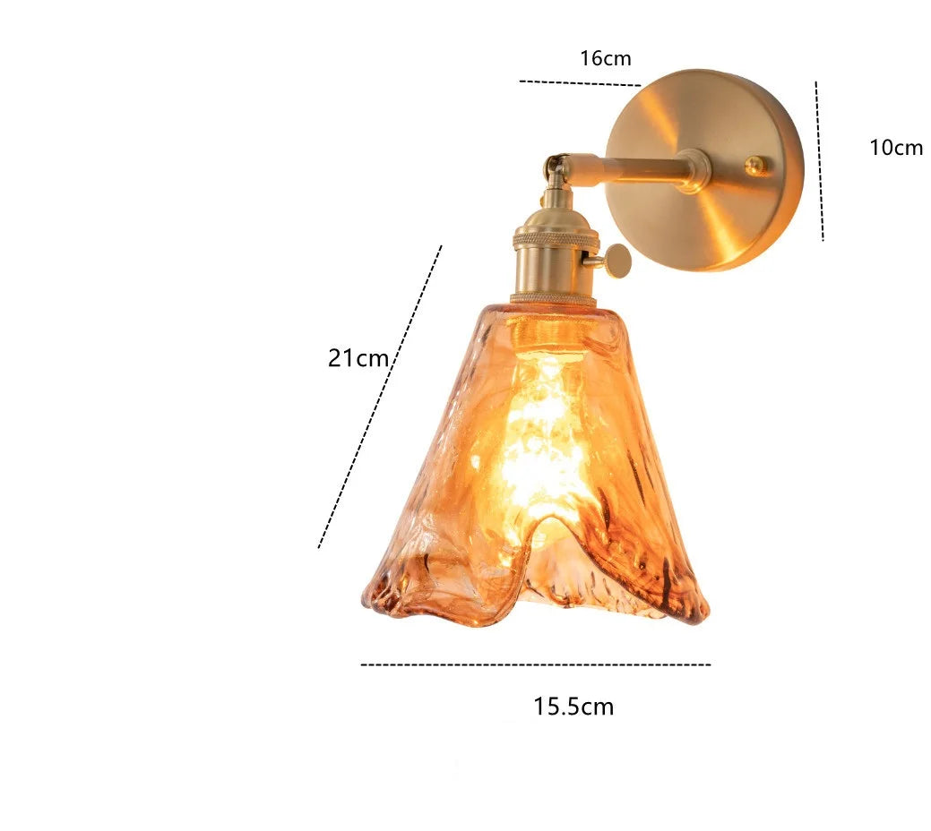 DecorBites™ Amber Glass Wall Lamp Switch, Modern Copper LED Light for Home, Bedroom, Living Room
