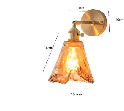DecorBites™ Amber Glass Wall Lamp Switch, Modern Copper LED Light for Home, Bedroom, Living Room