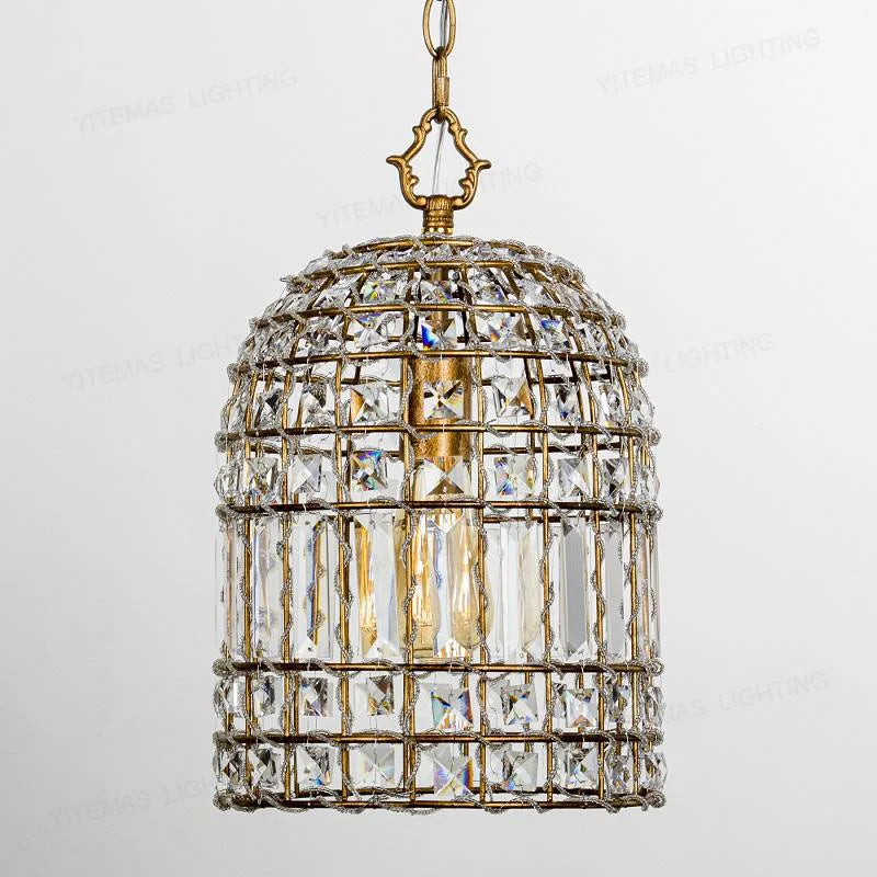 DecorBites™ Bronze 1-Light Crystal Chandelier French Lighting for Kitchen, Living Room, Dining, Bedroom