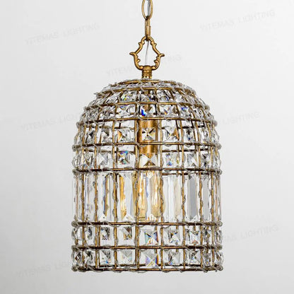 DecorBites™ Bronze 1-Light Crystal Chandelier French Lighting for Kitchen, Living Room, Dining, Bedroom