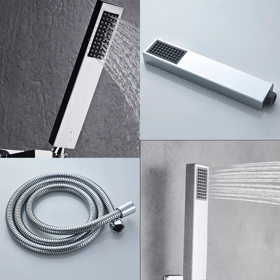 DecorBites™ Chrome Bathtub Faucet Mixer with Hand Shower Waterfall Spout