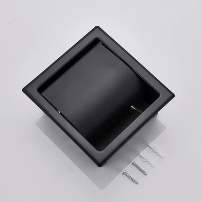 DecorBites™ Bathroom Paper Holder Matte Black/Chrome Wall-Mounted Towel Rack & Roll Paper Box