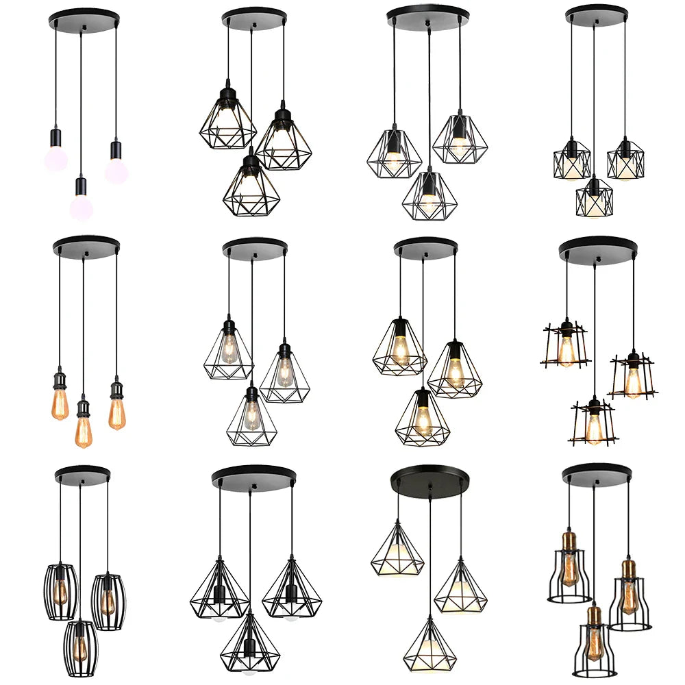 DecorBites™ Iron 3-Light Chandelier Pendant for Living Room Kitchen Restaurant