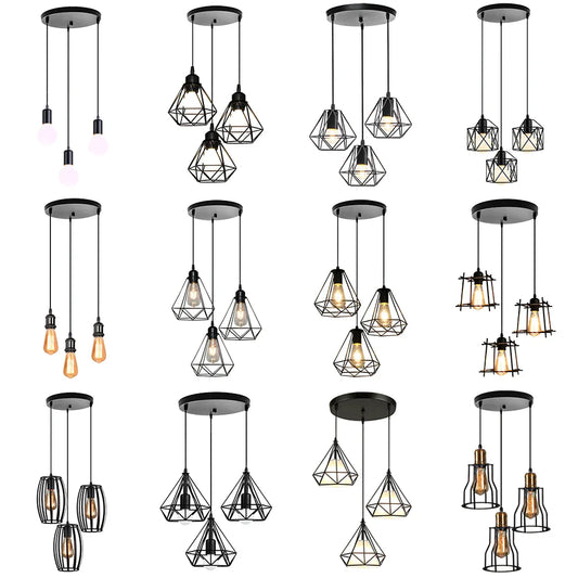 DecorBites™ Iron 3-Light Chandelier Pendant for Living Room Kitchen Restaurant
