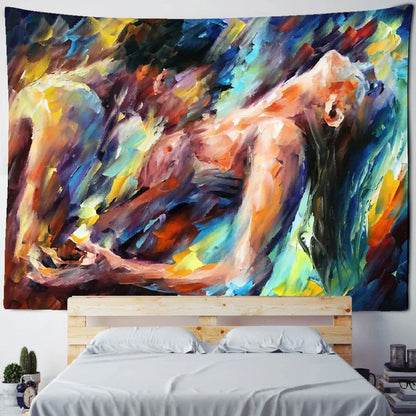 Decobites Psychedelic Witchcraft Oil Painting Tapestry for Bohemian Home Decor