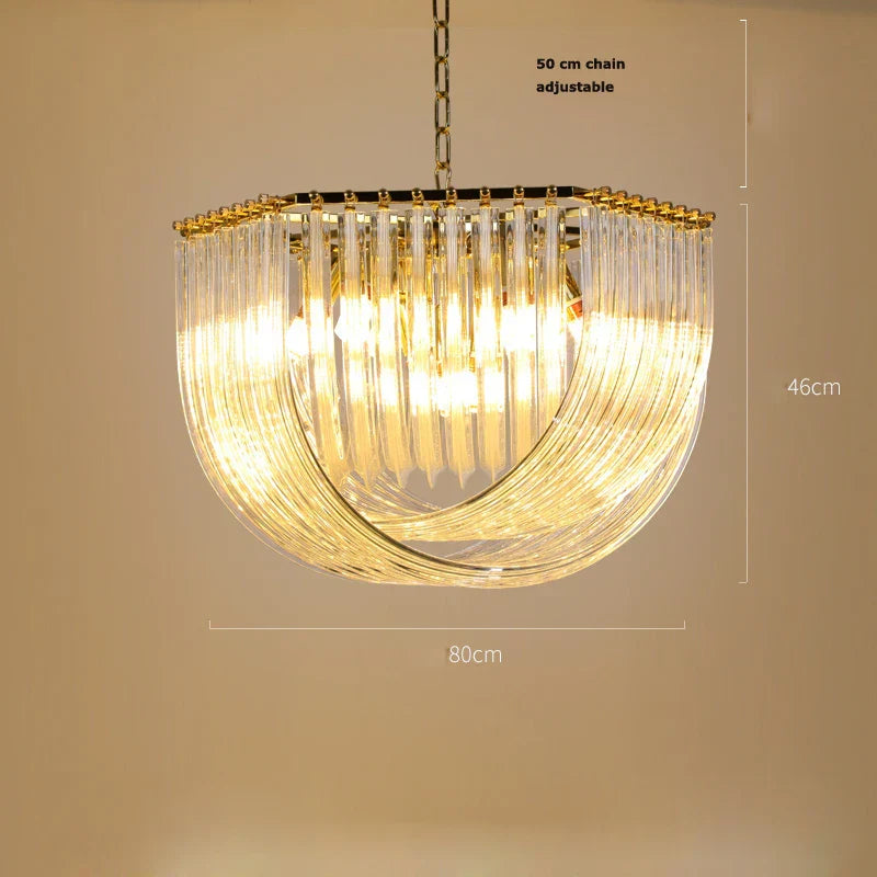 DecorBites™ LED Glass Chandelier Hanging Lamps for Foyer - Modern Stainless Steel Design