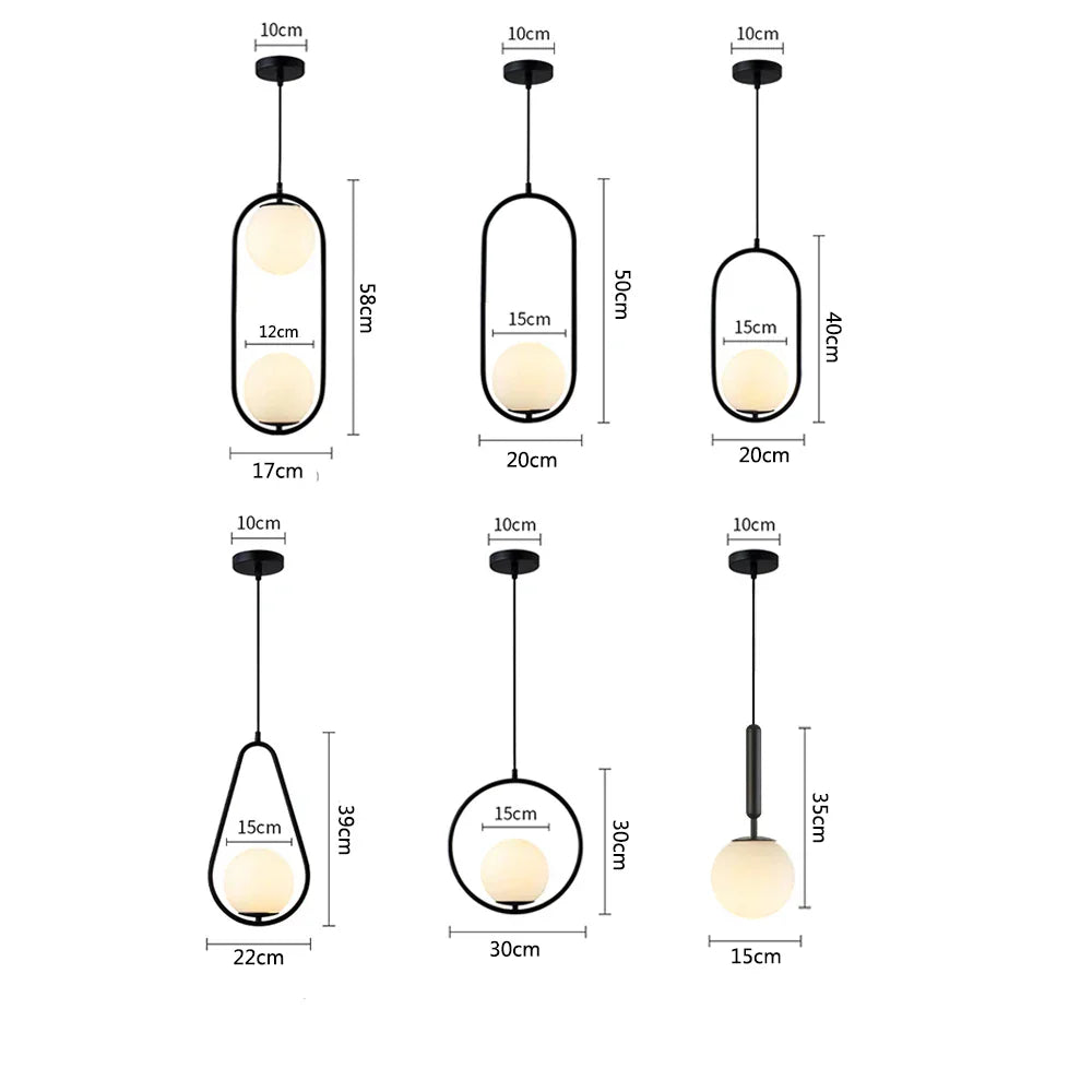 Lámparas colgantes de bola de cristal DecorBites™ | Lámpara colgante LED nórdica moderna para comedor y bar