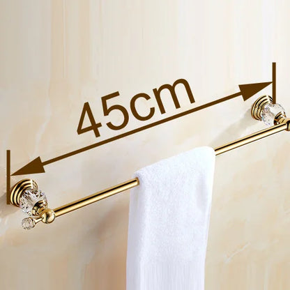 DecorBites™ Golden Crystal Single Towel Bar - Stainless Steel Bathroom Rack