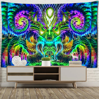 Psychedelic Eyes Tapestry Witchcraft Abstract Colorful Grim Reaper Hippie Home Decor by Decobites