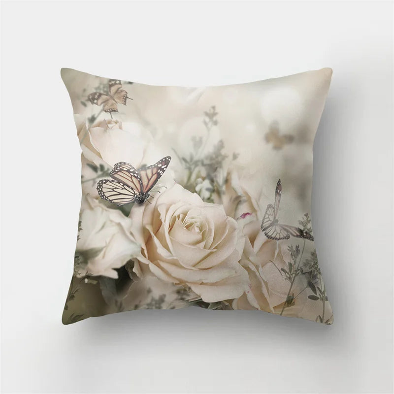 DecorBites™ Butterfly Flower Pillow Case: Colorful Animal Landscape Sofa Cushion Cover