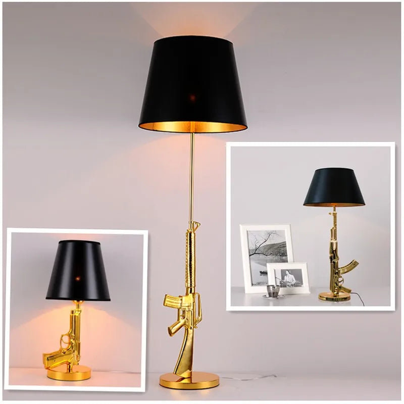 Lámpara de Pie AK47 Oro Decorbites™: Luz Nocturna Moderna de Resina para Decoración del Hogar