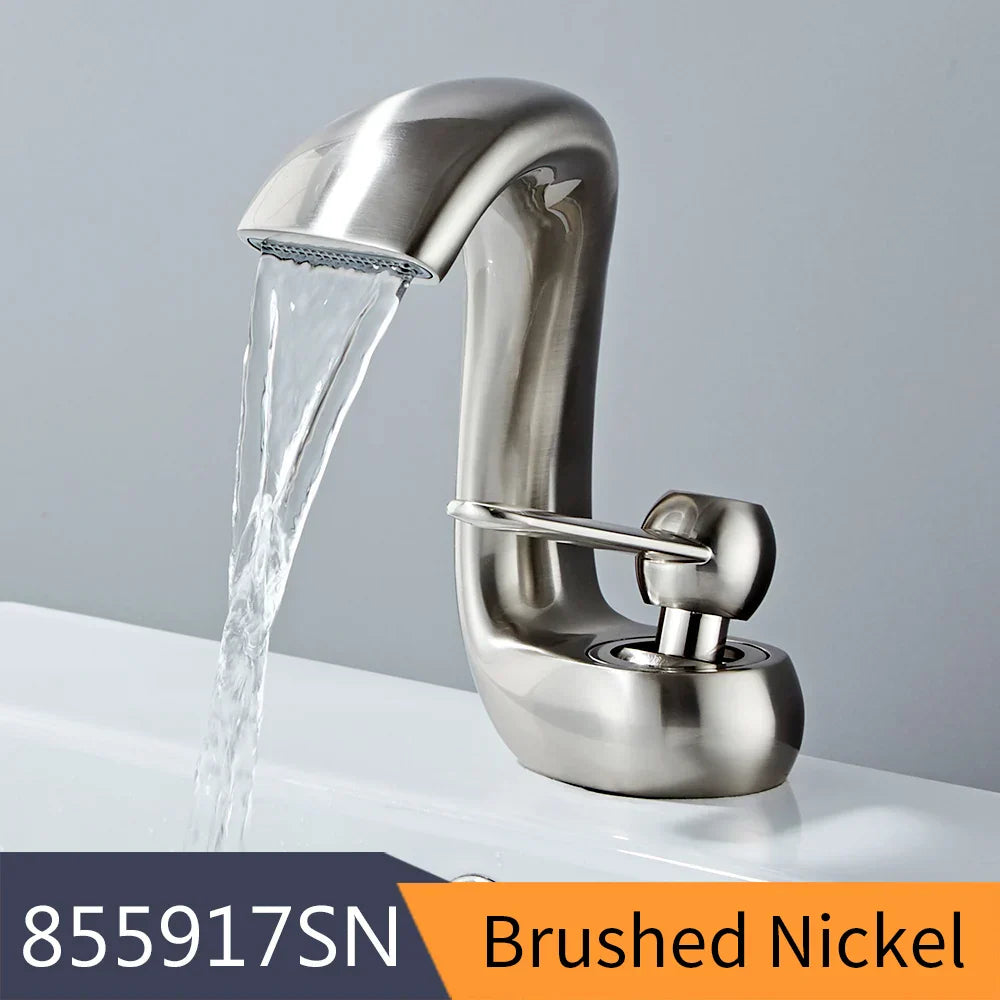 Grifo de Lavabo Decorbites™ Gold Basin: Grifo Mezclador de Una Palanca en Latón Moderno para Baño