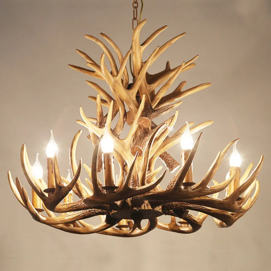 DecorBites™ Antique Resin Antler Chandelier - Luxury Vintage Lighting Fixtures