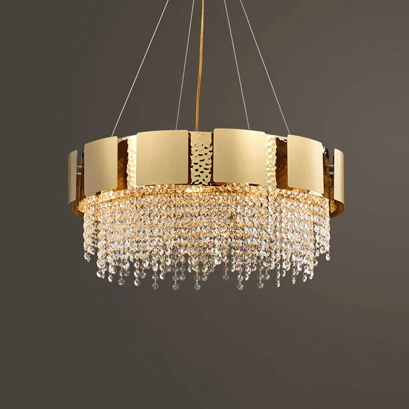 Decorbites™ Lámpara colgante de acero inoxidable Golden Crystal para vestíbulo elegante
