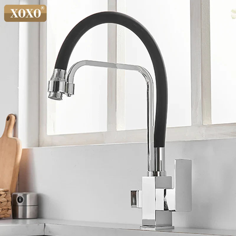 DecorBites™ Black 360° Rotation Filter Kitchen Faucet Single Hole Mixer Tap Pure Water