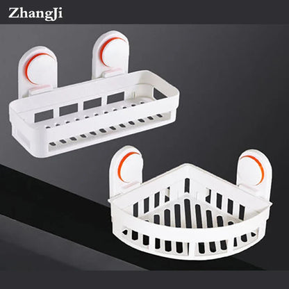 DecorBites™ ABS Suction Cup Bathroom Shelf Organizer - Wall Mounted Shower Rack & Basket Holder