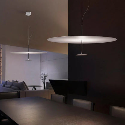 Postmodern Saucer Metal Pendant Light in White or Black