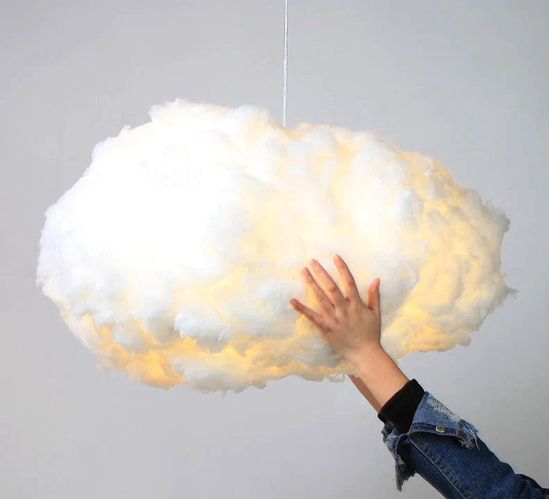 DecorBites™ Cloud Pendant Lamp: Creative White Cotton LED Hanging Light for Kids and Coffee Room