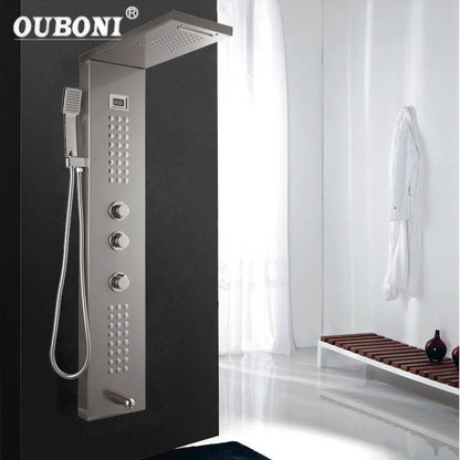 DecorBites™ Brushed Nickel Shower Column with Tub Spout & Hand Shower System