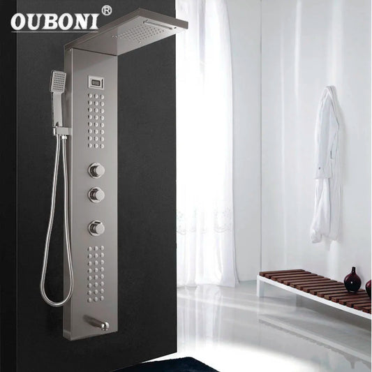 DecorBites™ Brushed Nickel Shower Column with Tub Spout & Hand Shower System