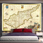 Decobites Medieval Map Bohemian Tapestry Wall Hanging for Home Decor