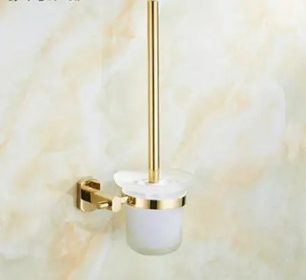 DecorBites™ Gold Brass Bath Hardware Set: Towel Rack, Paper Holder, Toilet Brush Holder, Towel Ranger, Hooks