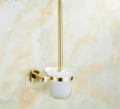 DecorBites™ Gold Brass Bath Hardware Set: Towel Rack, Paper Holder, Toilet Brush Holder, Towel Ranger, Hooks