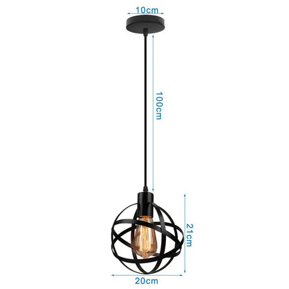 DecorBites™ Industrial Nordic Cage Pendant Light, Black Iron Retro Loft Hanging Lamp