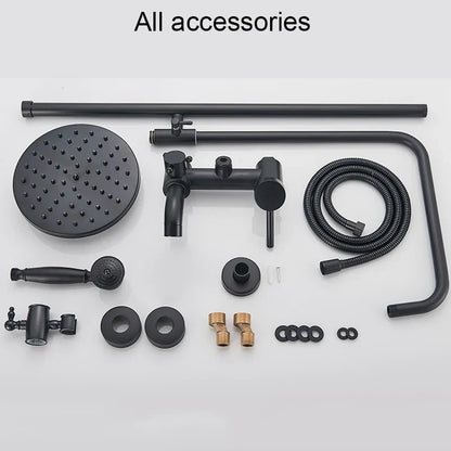 DecorBites™ Black Bathroom Shower Faucet Mixer with 8" Rainfall Shower, Wall Mount Tub Spout
