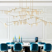 Chandelier de Burbujas Doradas Decorbites™ G9 LED con Borlas para Iluminación de Isla de Cocina