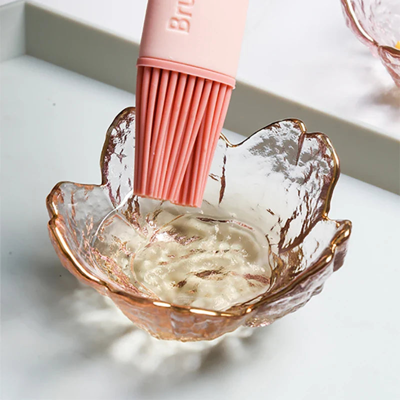 DecorBites™ Japanese Style Glass Plates with Golden Border - Set of 3 | Mini Seasoning Dessert Bowls