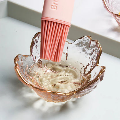 DecorBites™ Japanese Style Glass Plates with Golden Border - Set of 3 | Mini Seasoning Dessert Bowls