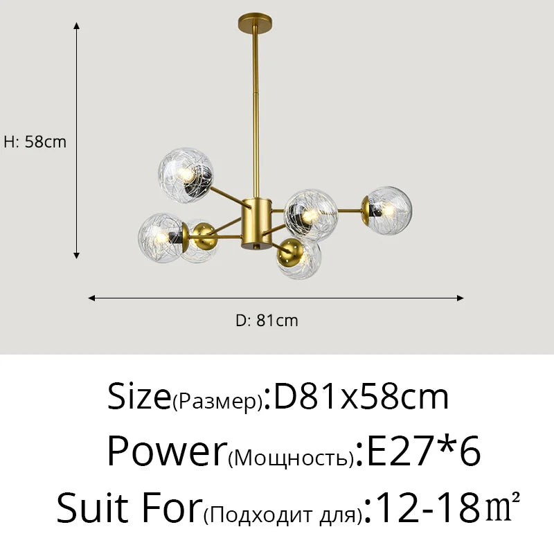 DecorBites™ Glass LED Chandeliers: Modern Dining Room Bedroom Living Room Pendant Lights