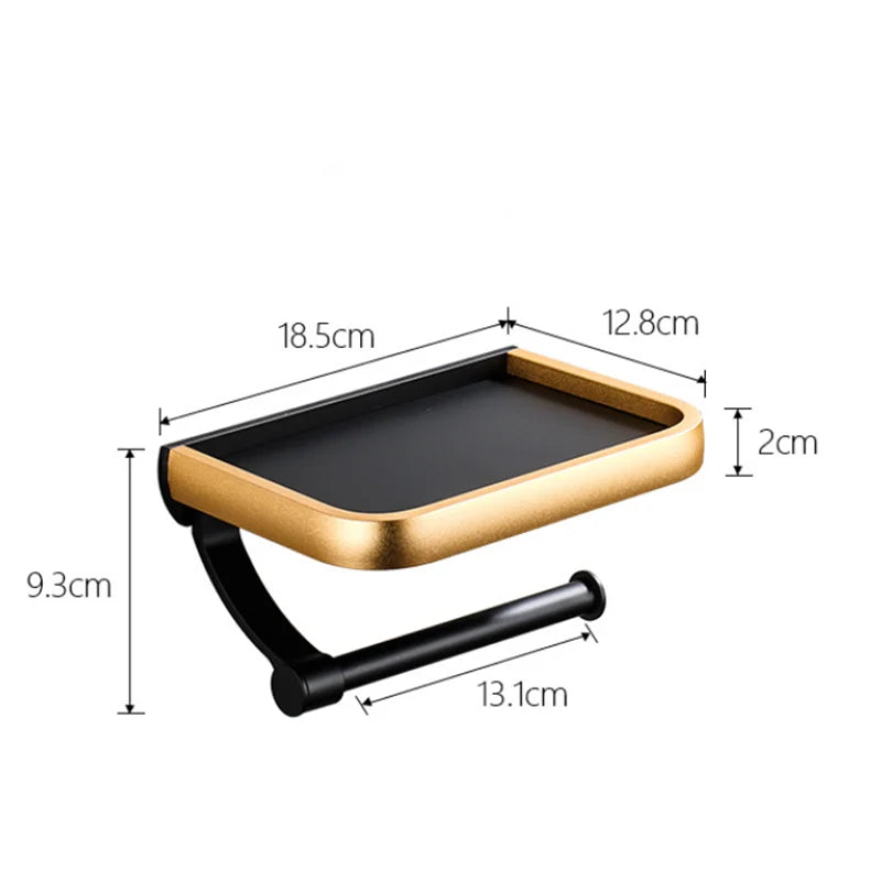 حامل مناديل ورقية أسود من DecorBites™ مع حامل هاتف - رف ورق التواليت وصندوق تخزين