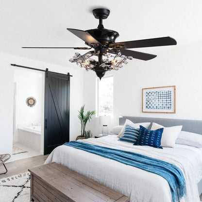 DecorBites™ 52" Luxury Crystal Ceiling Fan with Lights, Remote Control, DC Motor Wood Fan