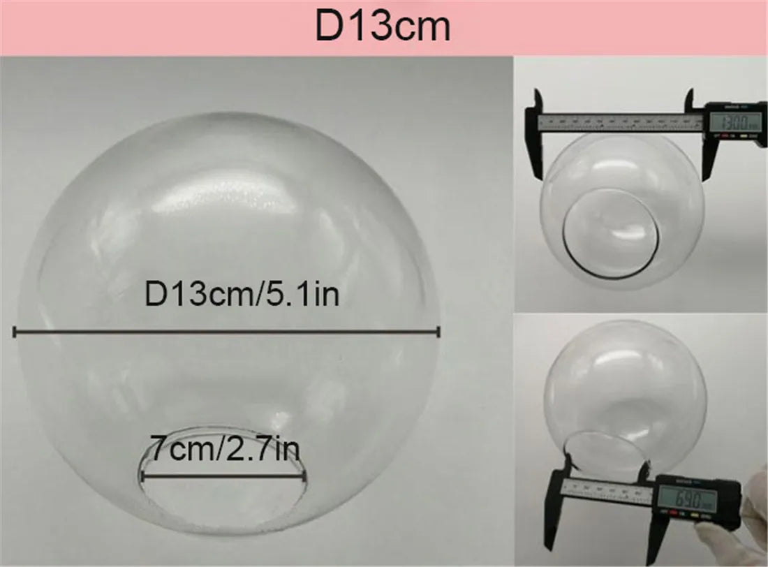 DecorBites™ Clear Glass Lamp Shade Round Light Cover Replacement - D13cm to D25cm