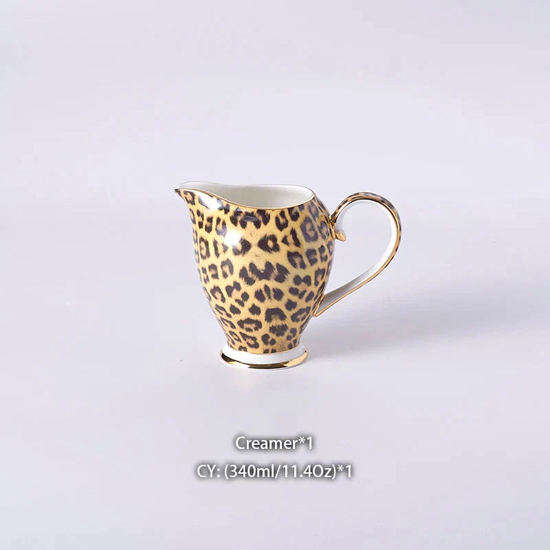 DecorBites™ Leopard Print Bone China Coffee Set Tea Pot Cup Luxury Porcelain Drinkware