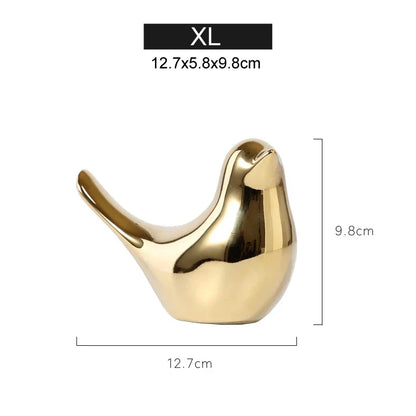 DecorBites™ Gold Camel Ceramic Figurines, Bird Ornaments, Home Decor Accessories