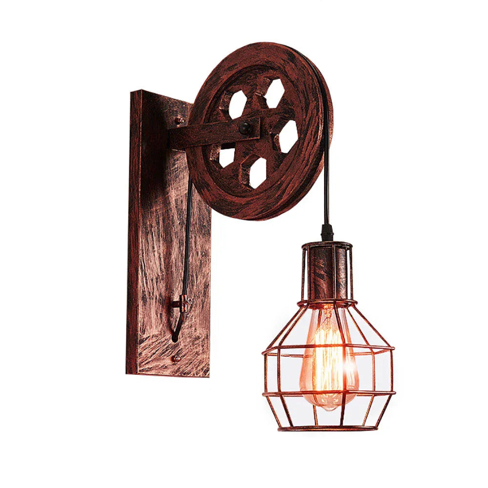 Decorbites™ Luz de Pared con Polea Industrial - Aplico de Pared Retro para Loft en Hogar, Café, Bar