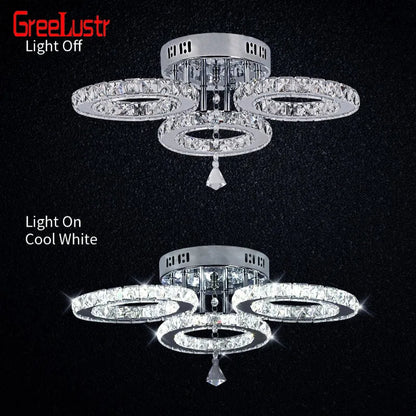 DecorBites™ Crystal LED Ceiling Light Rings - Stainless Steel Plafonnier Lamp