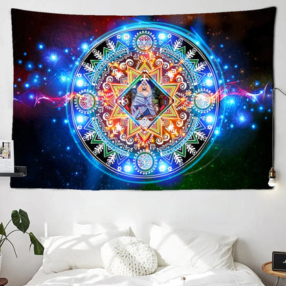 Night Moon Tarot Mandala Tapestry for Home Decoration - Decobites Hippie Wall Hanging