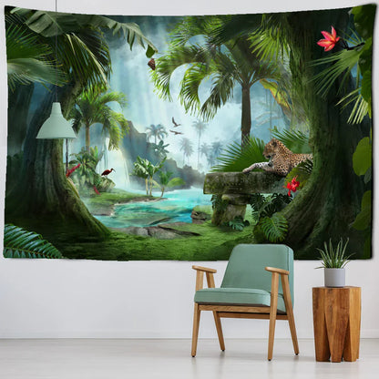 Decobites Tropical Rainforest Animal World Tapestry Wall Hanging