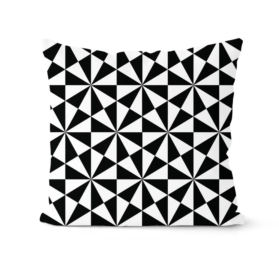 طقم أغطية وسائد هندسية باللونين الأبيض والأسود من DecorBites™ - وسادة لتزيين الأريكة المنزلية